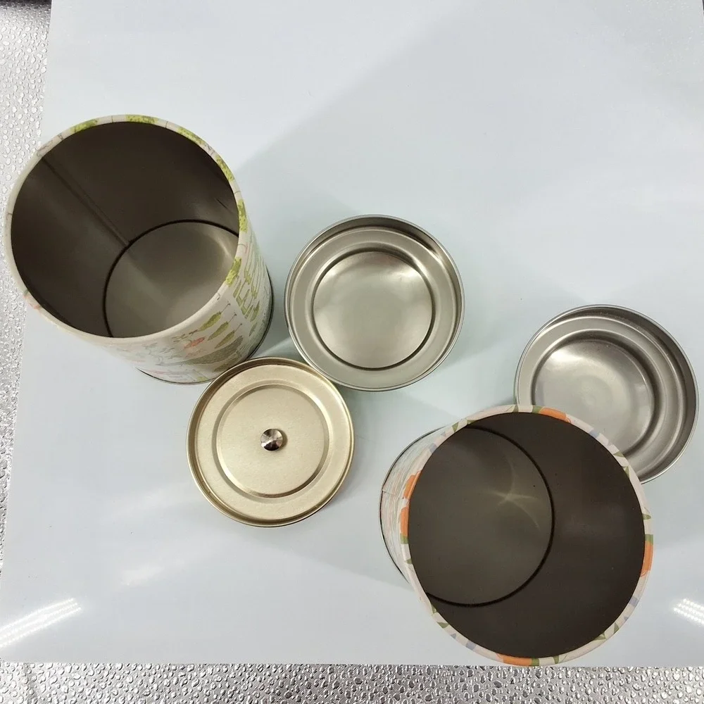World Market Set of 2 Metal Tea Tins Hummingbird Garden Peacock